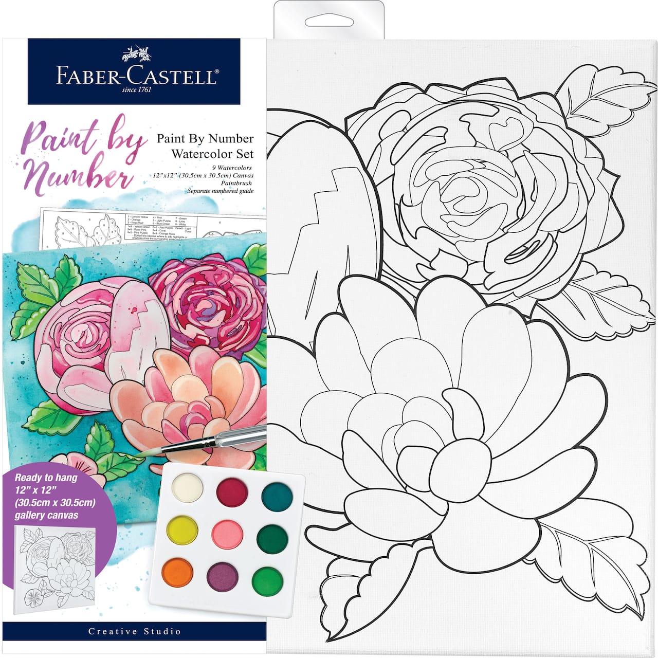 Faber-Castell Bold Floral Paint by Number Watercolor Set